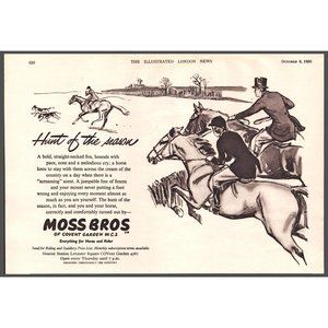 1960 Moss Brothers Horse and Rider Catalog Vintage Print Ad Fox Hunt Wall Art